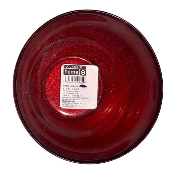 Glass Bowl Red Sparkle Glitter Christmas Holiday 6" NEW Classic Home NWT Turkey - Picture 1 of 4